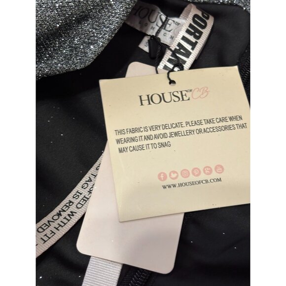 NWT House of CB London Womens Bodycon Dress Long Sleeve Glitter Sparkle NWT $179 - Picture 8 of 13